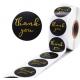 Black Cute Round Adhesive Labels Paper Thank You Tag Sticker