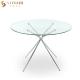 SGS Customized Modern Round Glass Top Dining Table Set for coffee shop