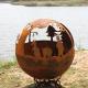 garden decoratibe camping Rustic Red Corten Steel Sphere For Fire Pit Sphere