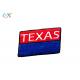 Rectangle Shape Embroidered Letter Patch Blue And Red Colors TEXAS Word