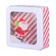 Custom Square Cookie Tins Holiday Metal Tin Container with PVC Clear Window Vintage Tin Boxes with Lids