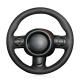 DIY Genuine Leather Black Hand Stitching Custom Car Wrap Steering Wheel Cover For Mini Coupe
