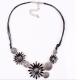 European and American vintage antique silver plated flower necklace jewelry