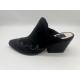 Sparkly Closed Toe Platform Womens Dress Shoes Black Soft Cow Suede Leather Shoes