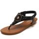 BS119 Sandals Female Slope Heel New Summer Flip Flops Rhinestone Fairy Style Simple Seaside Vacation Roman Shoes W