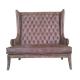 Solid Hand Carved Tufted Antique Leather Armchairs High Wing Back Single Seat