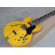 Custom Yellow Semi-hollow Body Electric Guitar with Flame Maple Veneer,Rosewood Fretboard