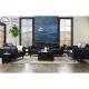 Wholesales Price Home Hotel Apartment Furniture Sofa Set Resistant Dirt Wooden Leg Black Pu Leather Sofa