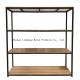 H1800mm L800mm Warehouse Storage Shelves Wood And Black Metal Rack Three Layer