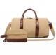 Men Canvas Leather Duffle Travel Bag Upgraded With Toiletry