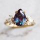 Fashion 925 Sterling Silver Rings , 14K Gold Alexandrite Stone Engagement Ring