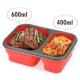 2 Compartments Silicone Kitchen Utensils Collapsible Bowl Lunch Box With Cover