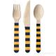 Biodegradable Disposable Ebra Pattern Candy Strip Dyeing Wooden Cutlery For Picnics
