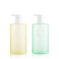 Cylindrical Plastic Shampoo Bottles 350ML  Matte Oil Painting Empty Pump Bottles