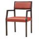 YLX-8020 Steel Black Oil Painting Tube Red PU Cover Dining Chair with Armrest