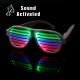 White Frame Sound Activated  LED Shutter Shades Glasses For Concerts, Party, Night Clubs, Music Festivals