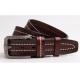 Custom Logo Dark Brown Leather Mens Casual Belts For Jeans Colorful Stitching 100 - 140cm Length