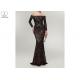 Black Sequins Mermaid Style Prom Dress / Sparkly Long Sleeve Ball Gown Small Tail