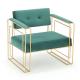 Modern Gold Leather Sofa Metal Legs Delicate Steel Chair Frame