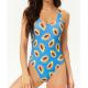 Scoop Neck Halter Top With Fruit One- Piece Swimsuit Women
