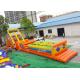 Long Shape Orange Tunnel Inflatable Sport Games Obstacle And Slide For Kids
