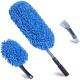 3Pcs Blue Soft Duster Car Detailing Brush Microfibre Alloy Wheel Brush With Long Handle