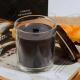 Transparent Glass Jar Brown Lid Cross Wooden Wick Soy Wax Scented Candle Black