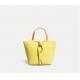 16cm Yellow Leather Tote Bag Cowhide Trapezoid Handbag