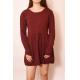 Autumn Winter Sweeter Ladies Dress Clothing Red Wine 100% Acrylic Bubble Skirt Dress