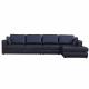 Defaico SGS L Shape Genuine Leather Sofa Set Black Grey Leather Recliner Sectional Sofa