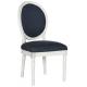 French  New model modern style oval back white wood frame with  black  fabric wood dining chair