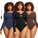 Customers 5XL HEXIN 2023 Fashion Nude Long Sleeve One Piece Shapewear Women Bodysuit