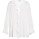 White / Black Color Fashion Ladies Blouse With Flounce In Front Placket And Sleeve End