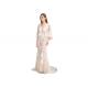 Deep V Neck Half Sleeves Long Wedding Dresses See Through Hollow Out