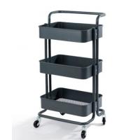 Powder Coated Surface Supermarket Shelf Display 3 Tiers With Wheels