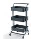 Powder Coated Surface Supermarket Shelf Display 3 Tiers With Wheels