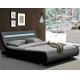 Home Upholstered Bed Frame Black Faux Leather With LED Light
