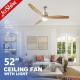 52in solid wood Remote Control Smart App Control Wifi led Ceiling Fan With Light