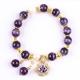 10mm Bead Dream Amethyst Stone Stretch Bracelets With Purple Bling Bling Charm
