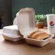 Nontoxic 21g Biodegradable Bagasse Tableware Pulp Clamshell 6 Inch Bagasse Burger Box