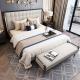 Custom Hotel Bedroom Furniture Leather Solid Wood Bed Frame For Hotel Villa Home