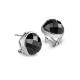 Sterling Silver Oval Black Cubic Zirconia Stud Earrings(E12284BLACK)
