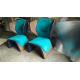 Blue  Gender Fiberglass Arm Chair With Coloured Leather Edge
