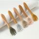 Food Grade Silicone Forks And Spoons Heat Resistant With Wooden Handle