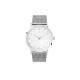 30m Waterproof  Quartz Stainless Steel Watch Mesh Band Silver Case White Dial