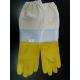 Yellow Sheepskin Gloves For Beekeeping With White Ventilated Wrist White Cloth Sleeve