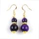 Spiritual Natural Stone Purple Tiger Eye Crystal Round Shape Dangle Hook Earring For Daily Wear