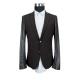 Leather Sleeves Mens Tailored Casual Blazer Jacket , Mens Black Blazer Jacket