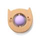 Portable 8cm Wooden Silicone Teether Rattle Rotation Ball Kitty Shape