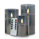 Remote control flameless elegant Christmas led candle light grey white glass pillar candles